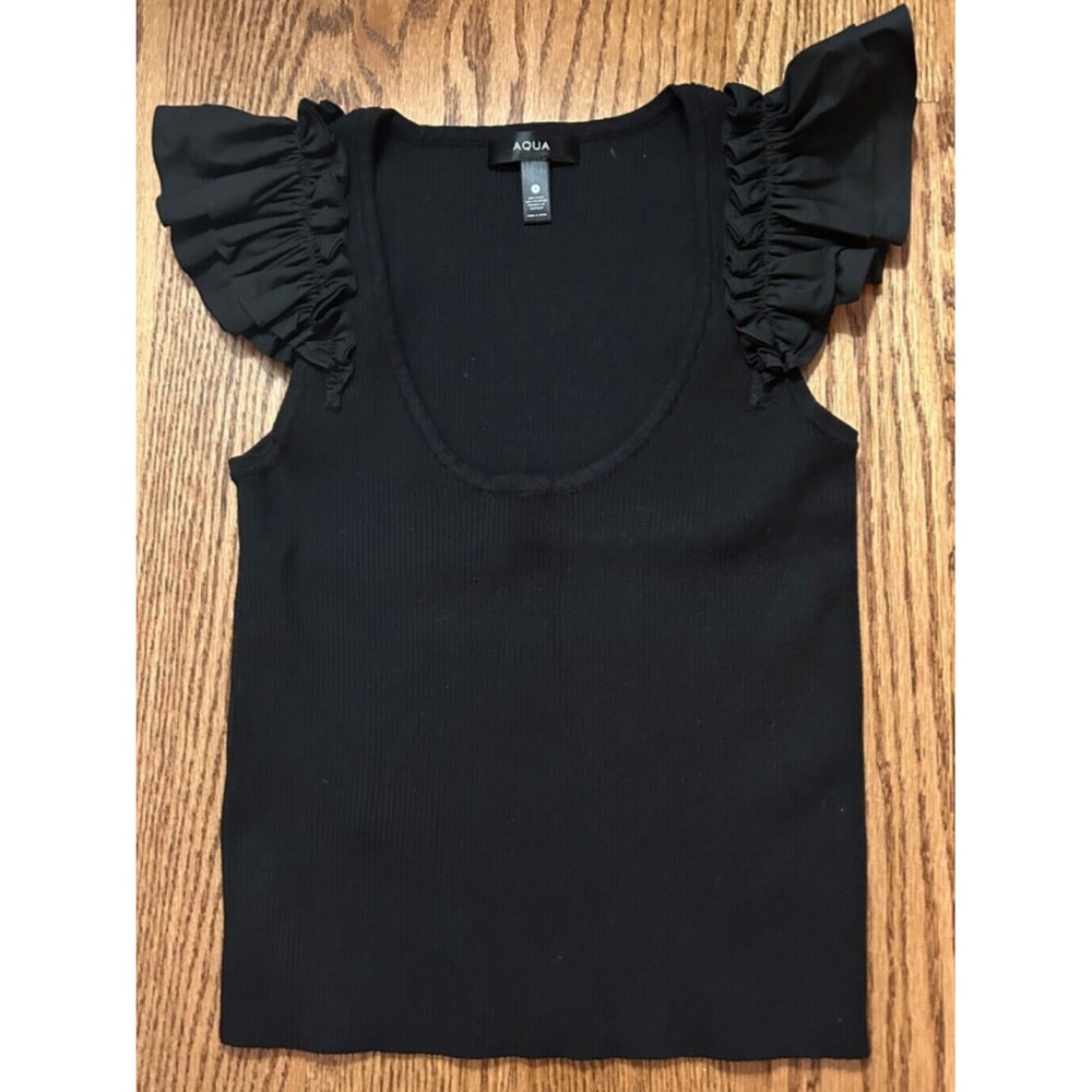 Aqua Brand Women's Girls Youth Cropped Black Top Blouse Sleeveless size S